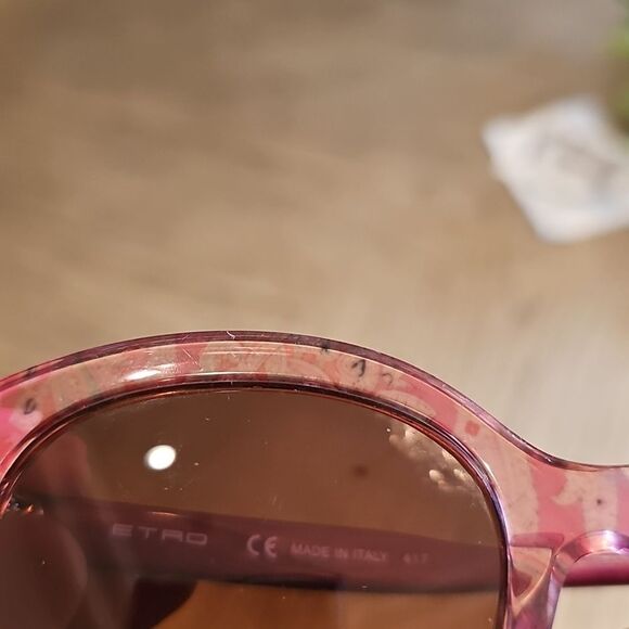 Etro Pink Patterned Cat-Eye Sunglasses with Brown Gradient Lenses main image 7